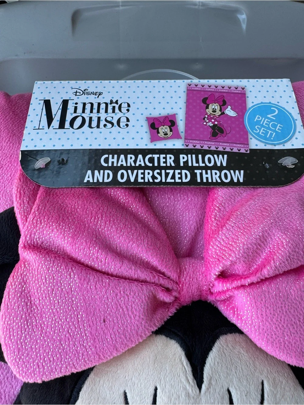 Disney Minnie Mouse Pink Character Pillow and Oversized Throw - 2 Piece Set